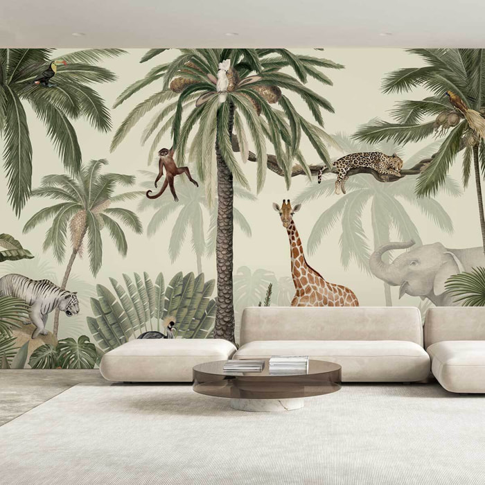 Papier peint petit monde de la savane Intissé