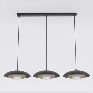 Lampada a sospensione SKIN con struttura in acciaio moka e nero