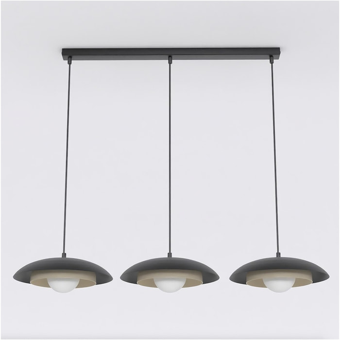 Lampada a sospensione SKIN con struttura in acciaio moka e nero