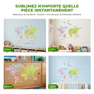 Stickers Muraux décoration adhésifs carte du monde pour enfants