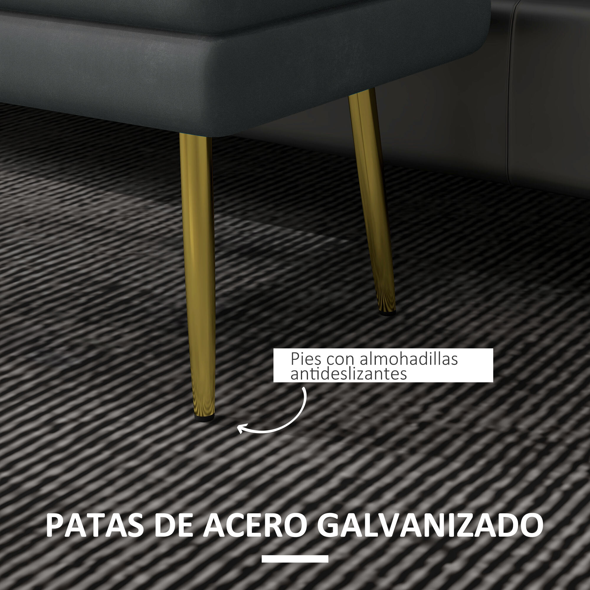 Baúl de Almacenaje para Dormitorio 30L Puff Almacenaje Tapizado en Terciopelo Banco de Almacenaje Desmontable con Patas de Acero para Entrada Salón 79,5x37,5x43 cm Gris Oscuro
