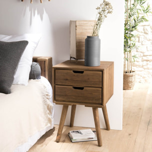 ANDY - Chevet scandi bois marron 2 tiroirs Sapin