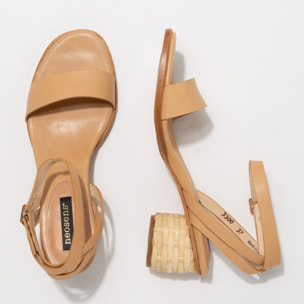 Sandalias con tacón S3300 RESTORED SKIN WOOD /MALVASIA color Wood