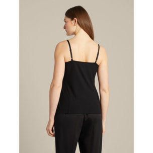Elena Mirò - Top con bordi in pizzo - Nero