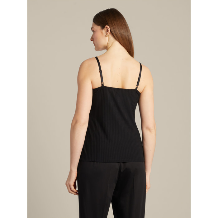 Elena Mirò - Top con bordi in pizzo - Nero