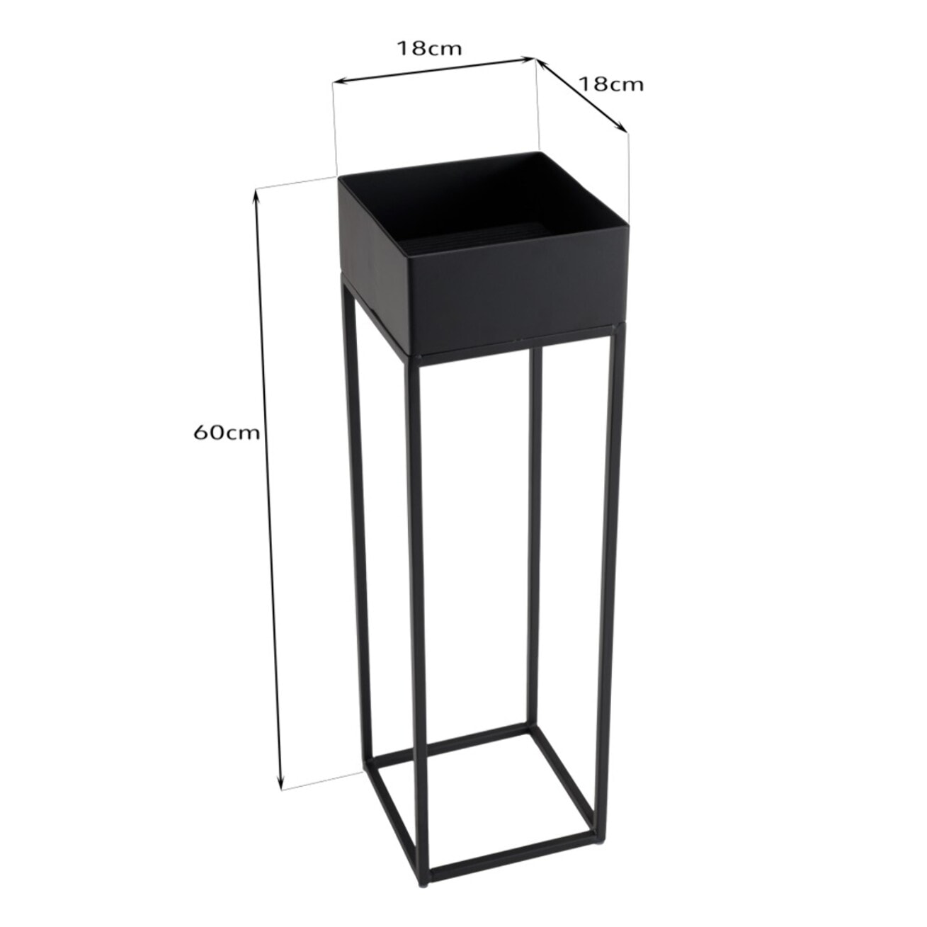 DALY - Sellette carrée / porte plantes MM noire piètement métal