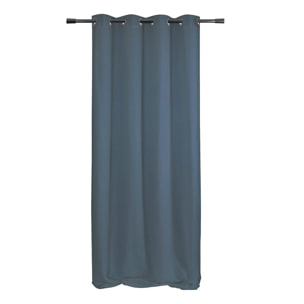 Rideau poly-lin à œillets - Bleu