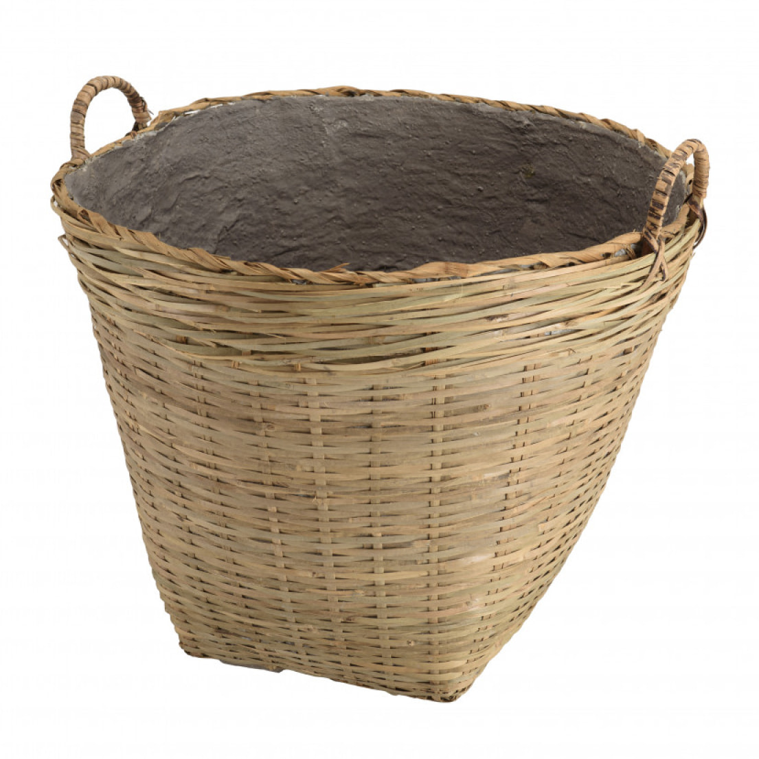 HANS - Pot de fleur rond 60x60cm en bambou naturel avec anses