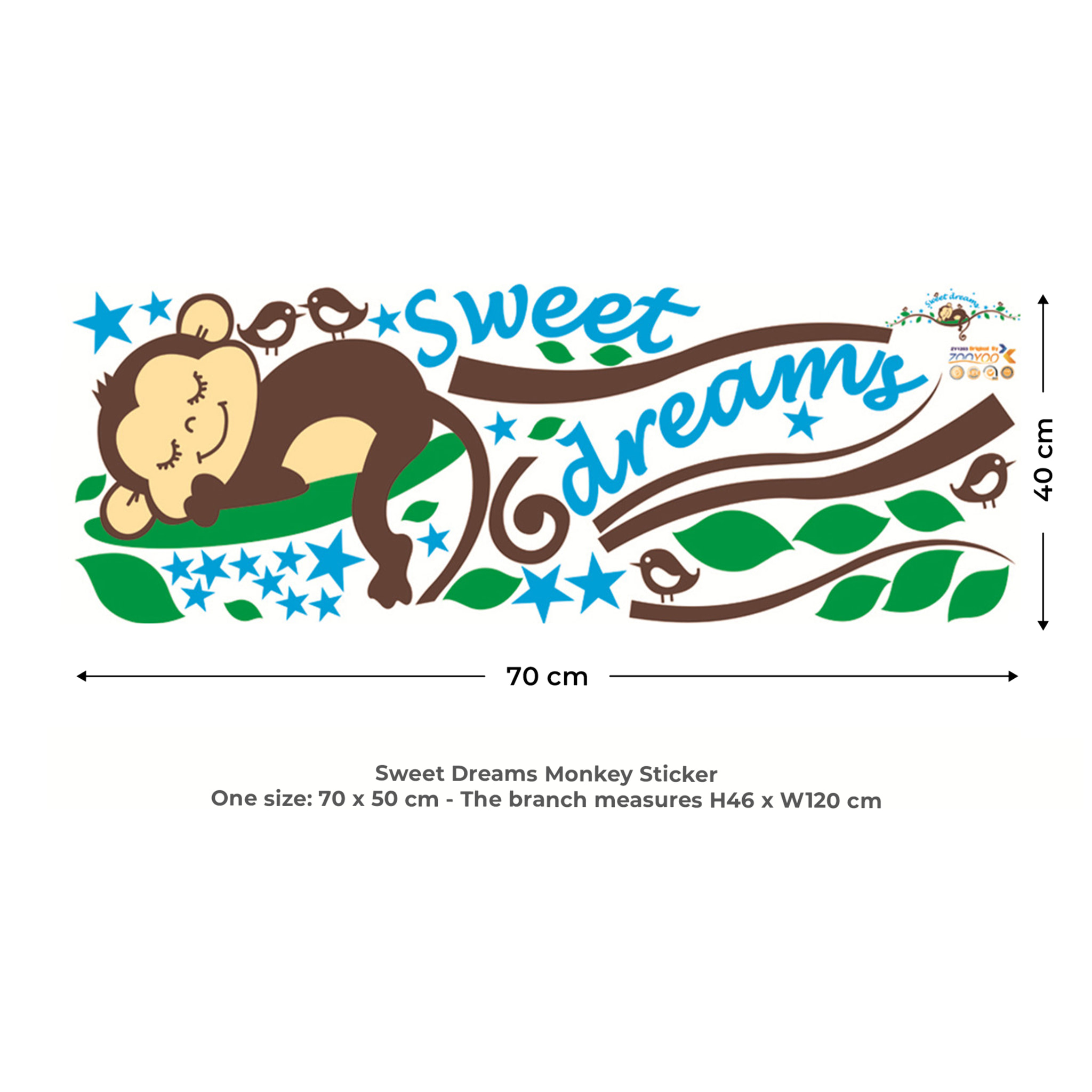 Stickers Muraux décoration adhésifs Singe Dormeur