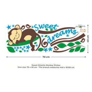 Stickers Muraux décoration adhésifs Singe Dormeur