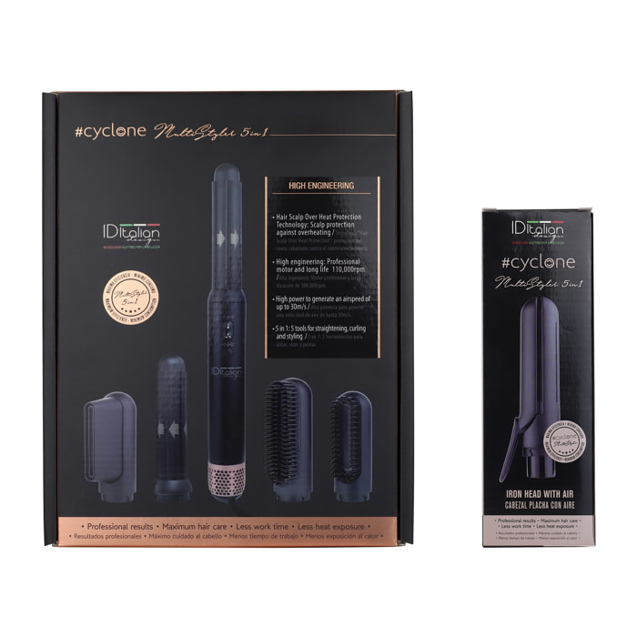 Set Asciugacapelli Cyclone Multi Styler 5 in 1 + Testina piastra - nero - 1200 W