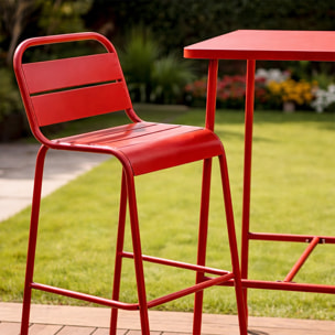 Ensemble table de bar et 2 chaises hautes d'extérieur terracotta EVORA