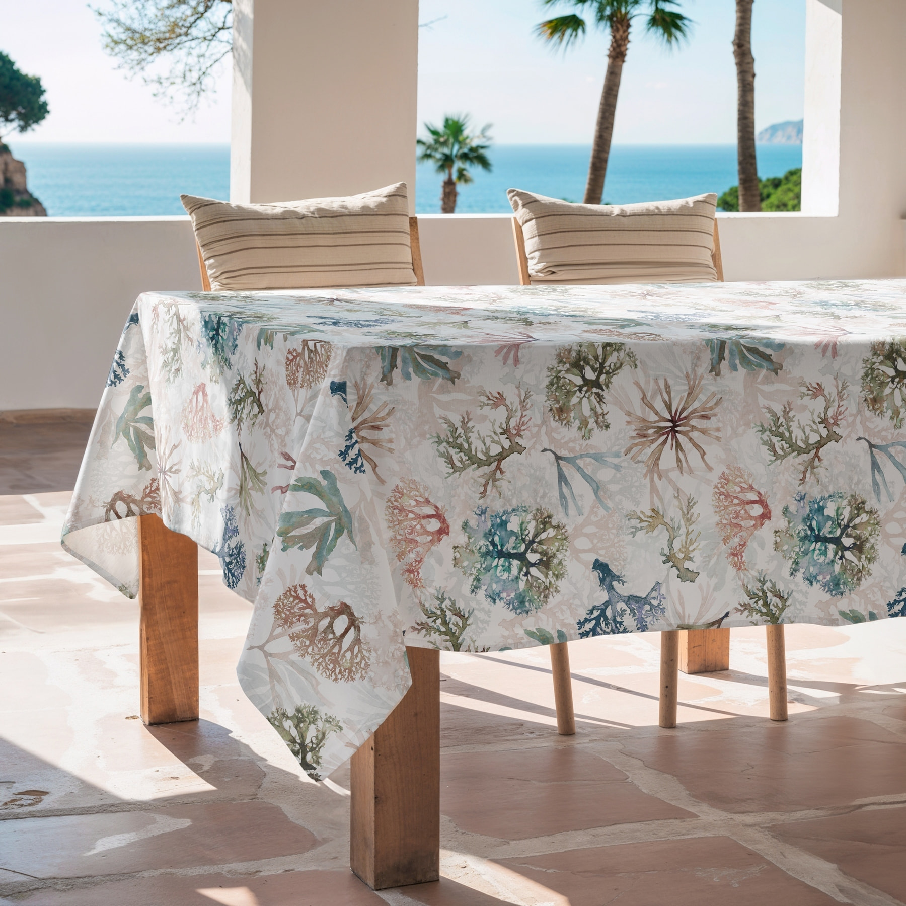 Nappe imprimée anti-tâches DIANI BLANC