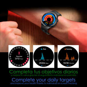 Smartwatch Watch 4 Pro con llamadas Bluetooth, dos correas (metal y cuero), modos de deporte, monitoreo de salud y corona multifunción