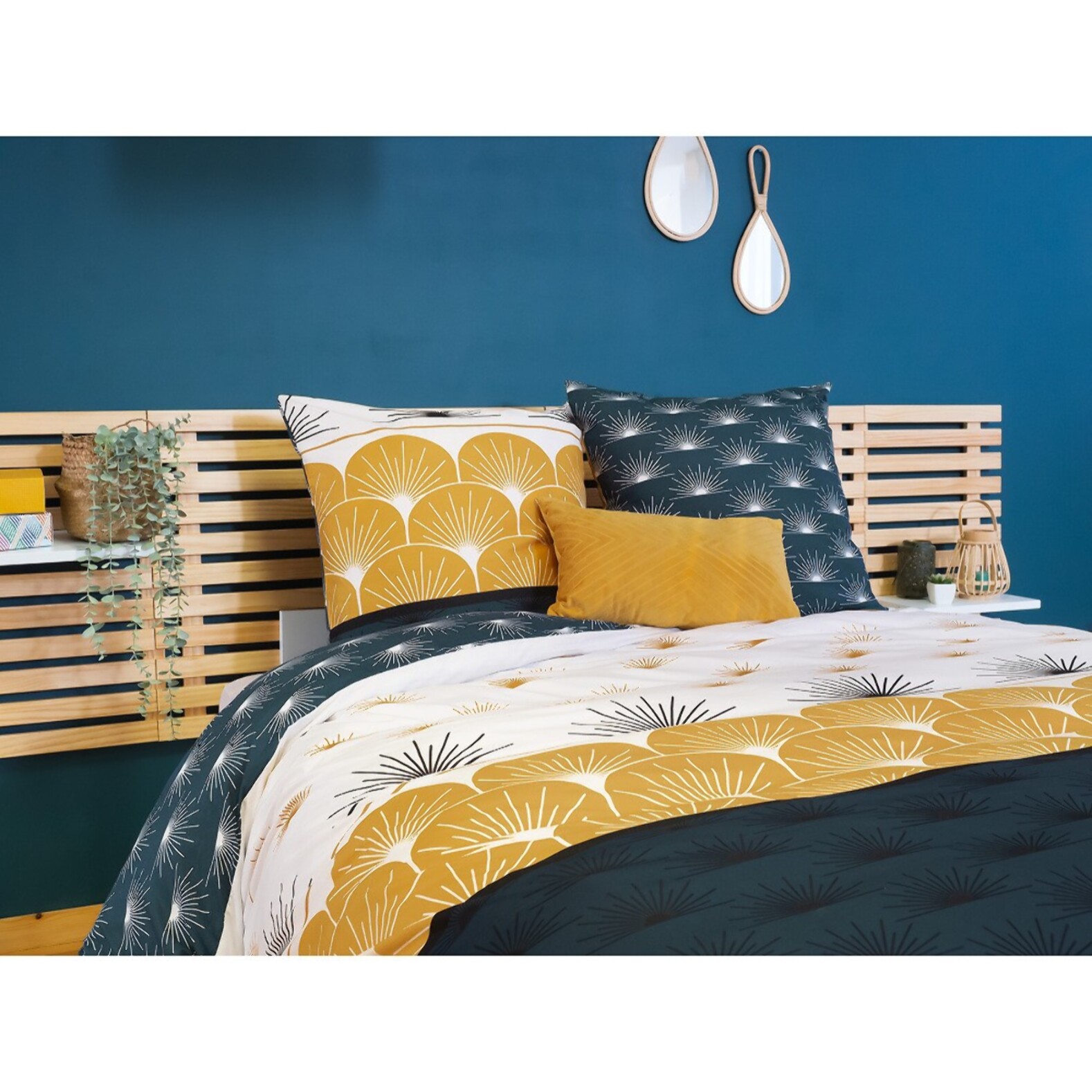 Parure housse de couette polyester jaune