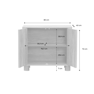 Buffet exotique décor bois de manguier 2 portes 80cm Pondi