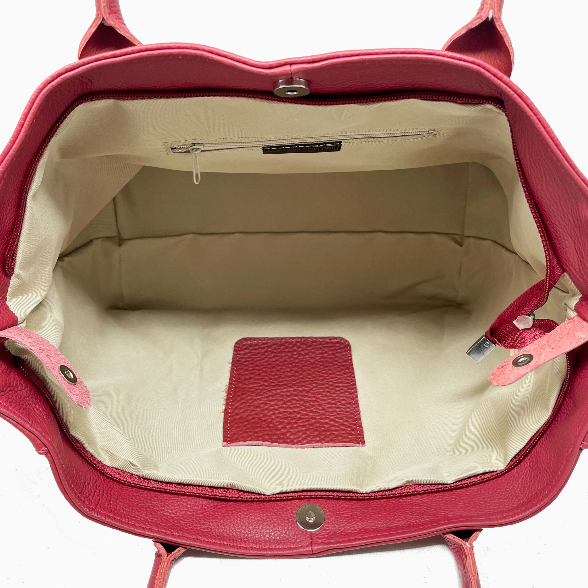 Chicca Borse - Borsa a Spalla Donna in Vera Pelle - Colore Dollaro Rosso