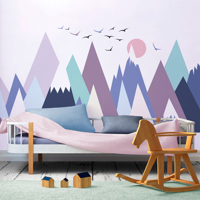 Stickers muraux enfants - Décoration chambre bébé - Autocollant Sticker mural géant enfant montagnes scandinaves BEYONKA