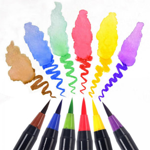 Set de 24+1 Rotuladores con punta de pincel acuarelables con pincel mezclador de agua. Pinceles premium de nylon flexible para Manga, dibujos y caligrafía.