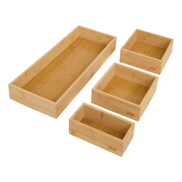 Organiseur Bambou L14,5/38,1cm beige 4 pièces