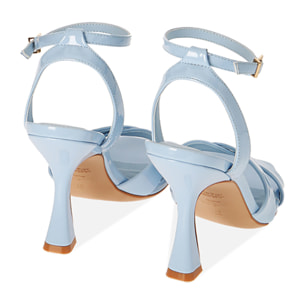 Sandalias de charol azul claro, tacón de 9,5 cm