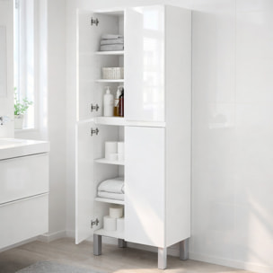 Colonna Bagno 4 Ante Con Ripiani Regolabili Mobile Alto Salvaspazio Design Moderno Bagno Lavanderia Ripostiglio 182 x 60 x 35 Cm Colore Bianco