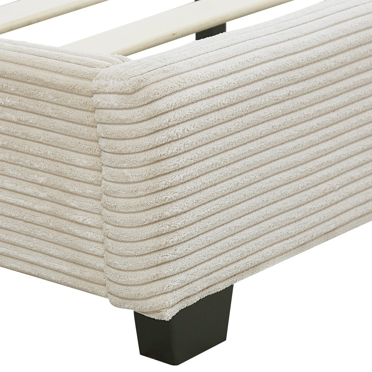 Lit avec tête de lit en velours côtelé - WILLIAM