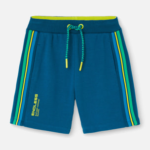 Bermudas niÃ±o, felpa piquÃ© estampadas, azul Ã­ndigo