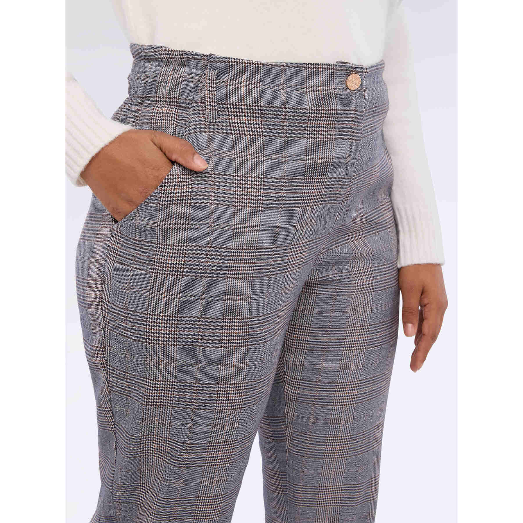 Fiorella Rubino - Pantalones Ballon estampado cuadros - Gris