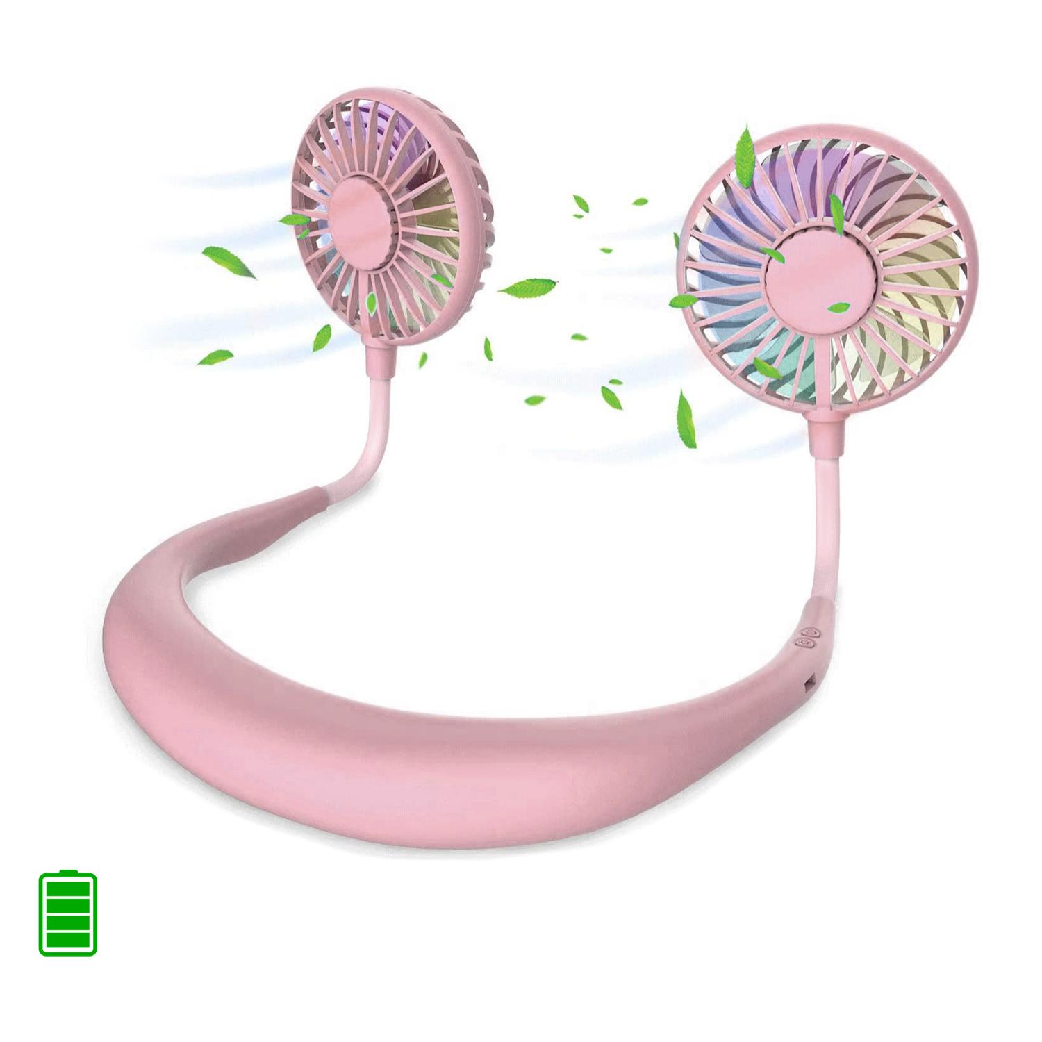 Mini ventilador dual diadema cuello con bateria recargable