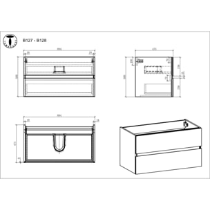 Tomasucci Meuble de salle de bain WILLY CIMENT NOIR 90