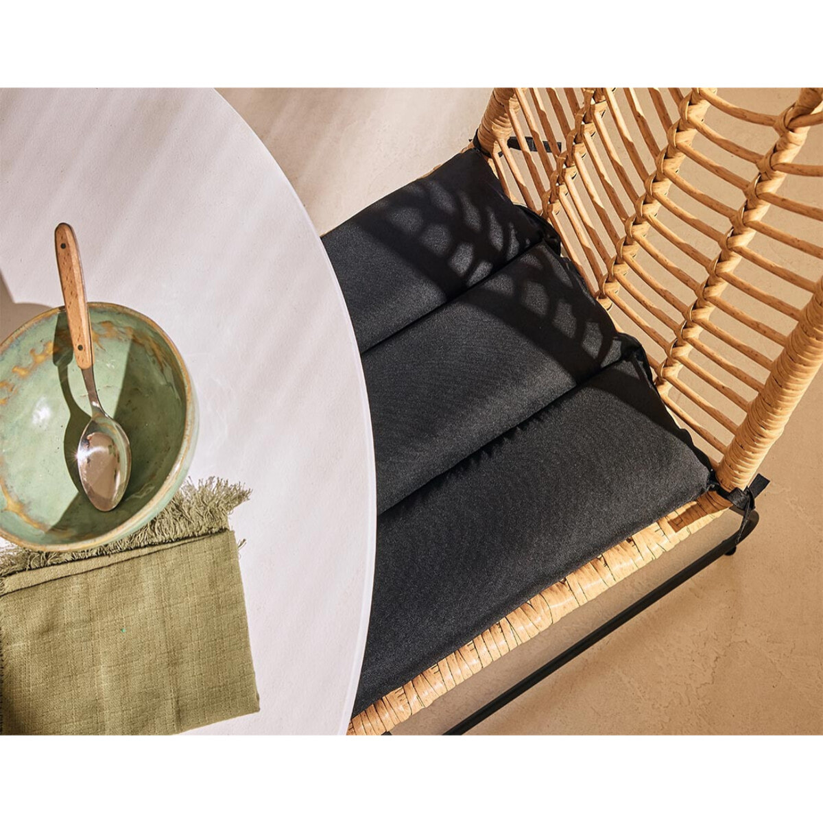 Forenza - lot de 4 chaises - effet rotin - coloris bois et noir - Noir / Bois