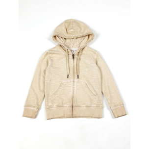 Felpa da bambina con cappuccio e zip in cotone Leone Lace