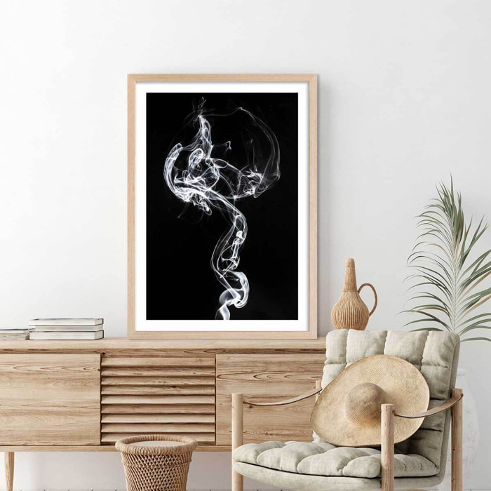 Poster white smoke medusa Affiche + cadre en bois - Chêne