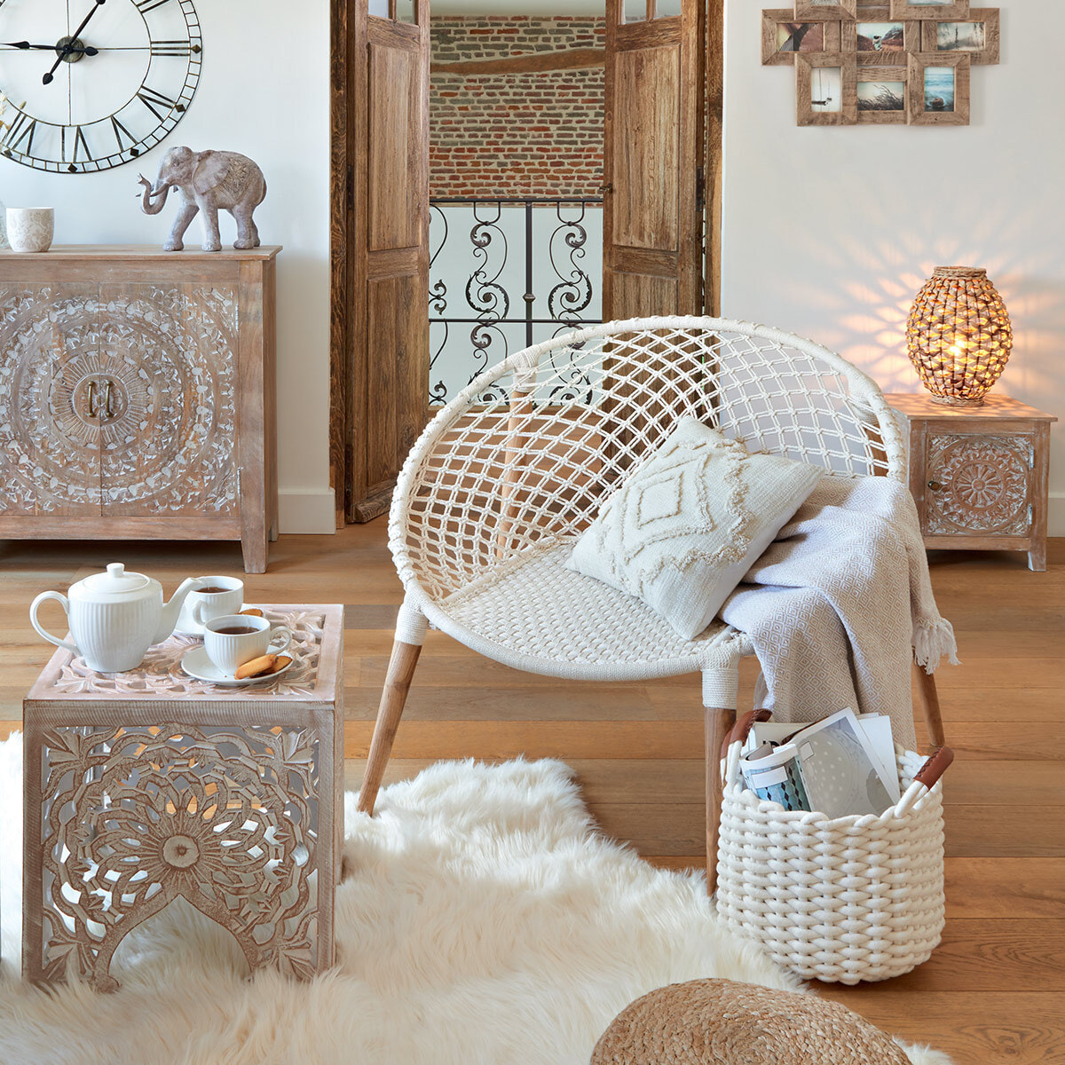 Coussin "Inca" coton tufté 40x40cm