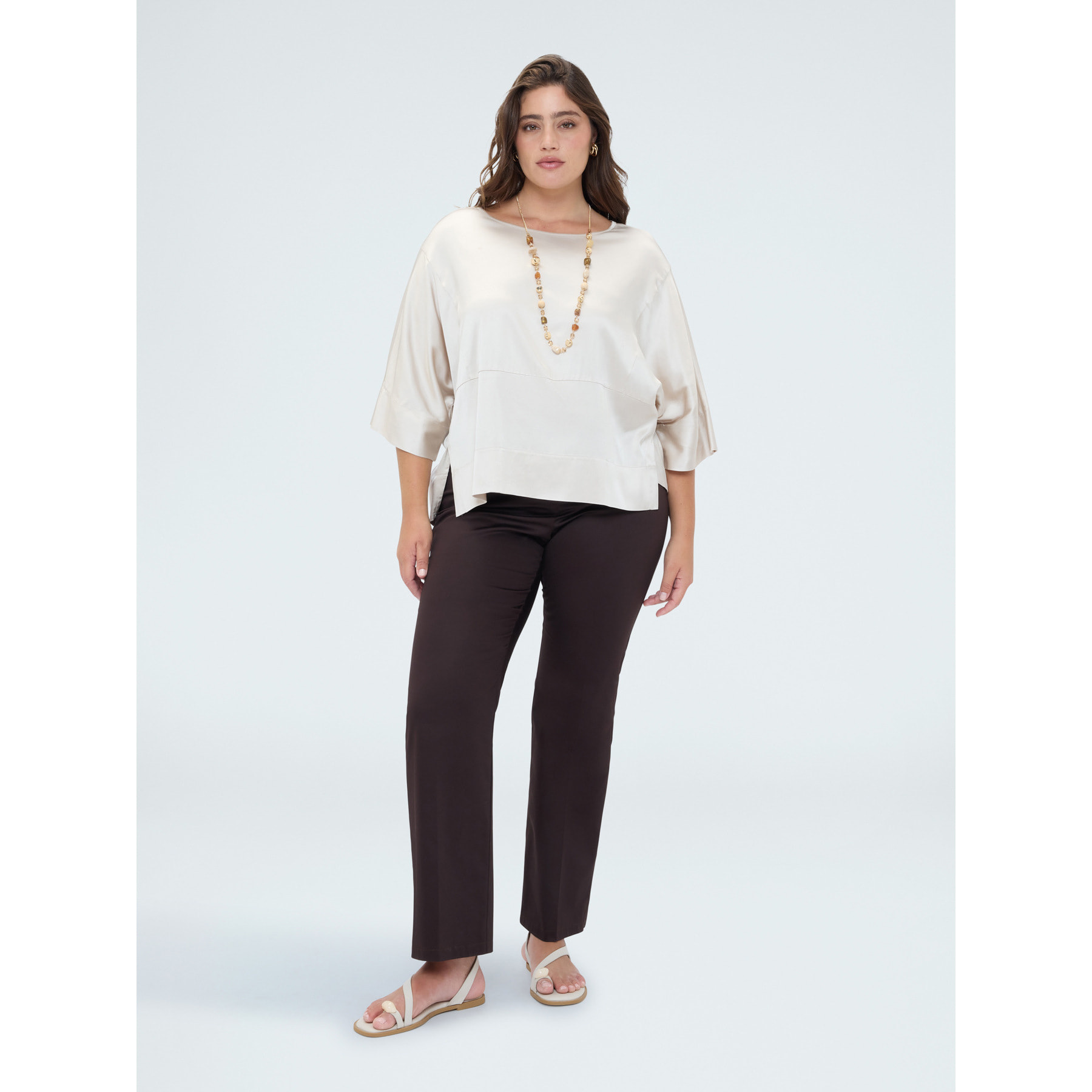 Fiorella Rubino - Pantaloni Regular in cotone stretch - Marrone
