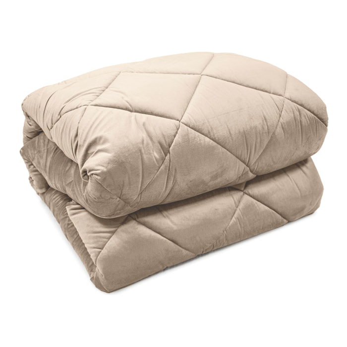 TRAPUNTA INVERNALE MATRIMONIALE IN VELLUTO BEIGE CHIARO PRODOTTO ITALIANO