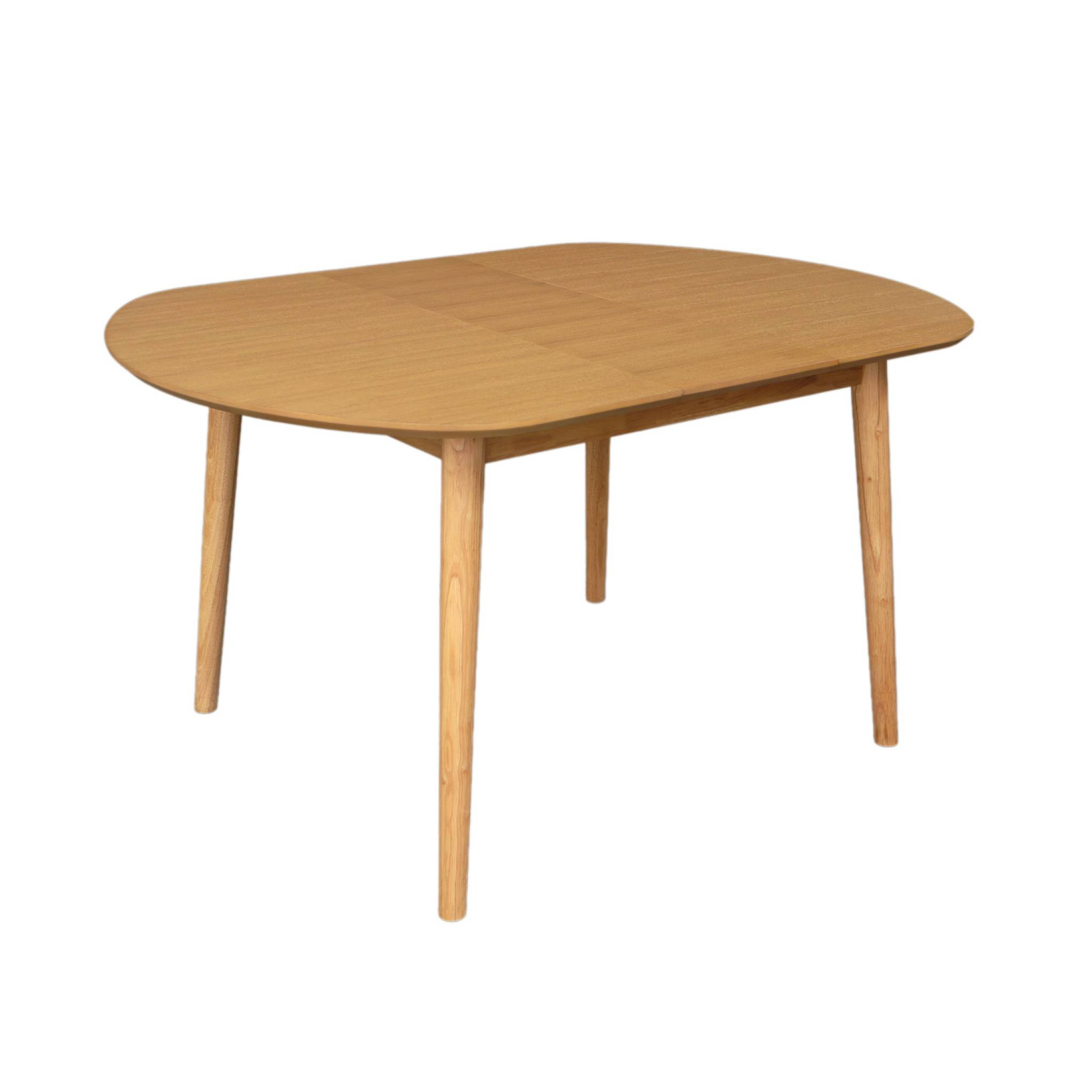 Table à manger ovale extensible bois d'hévéa et placage chêne naturel 4-6 places - 110 / 140 x 100 x 75 cm - Lisa