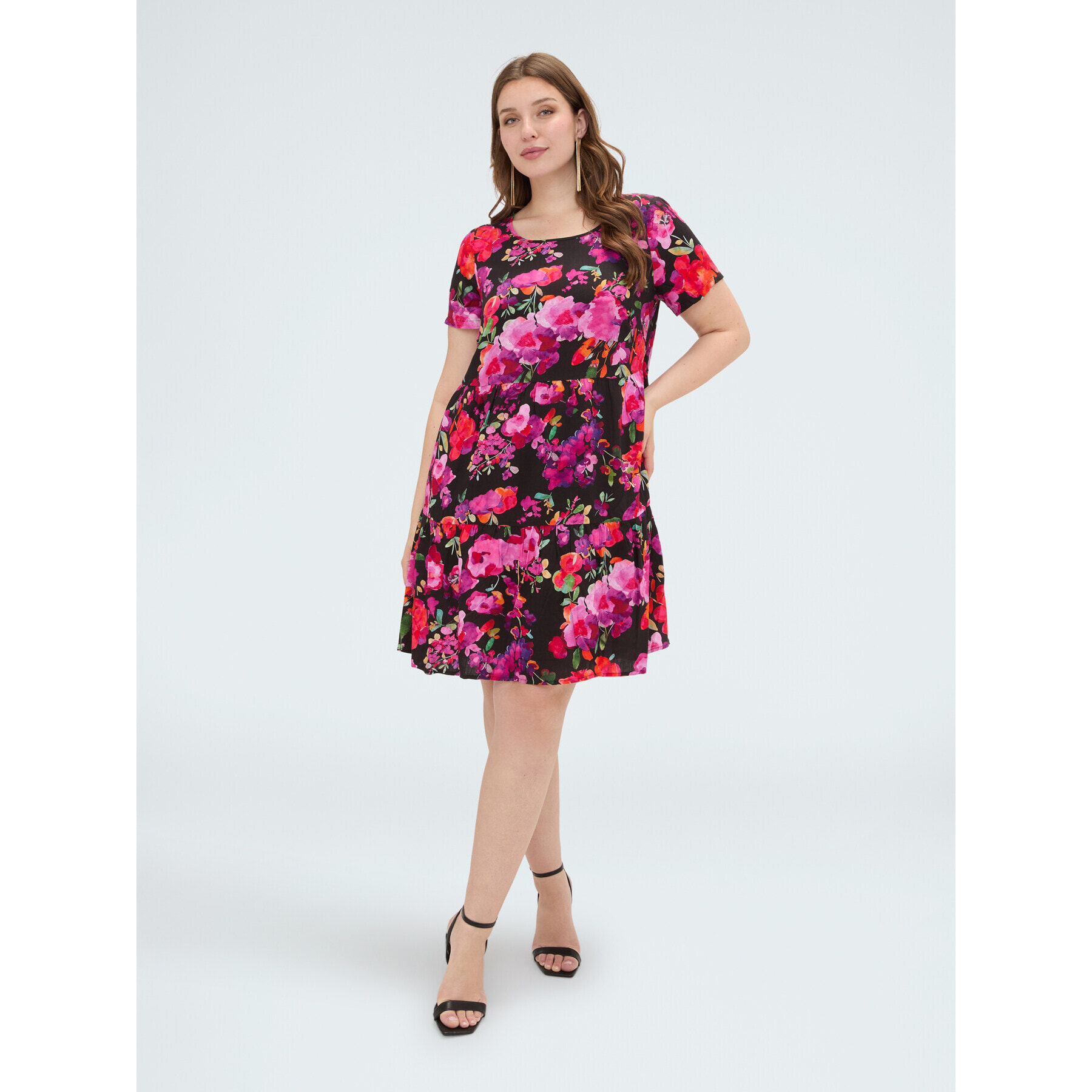 Fiorella Rubino - Vestito a fiori in viscosa - Nero