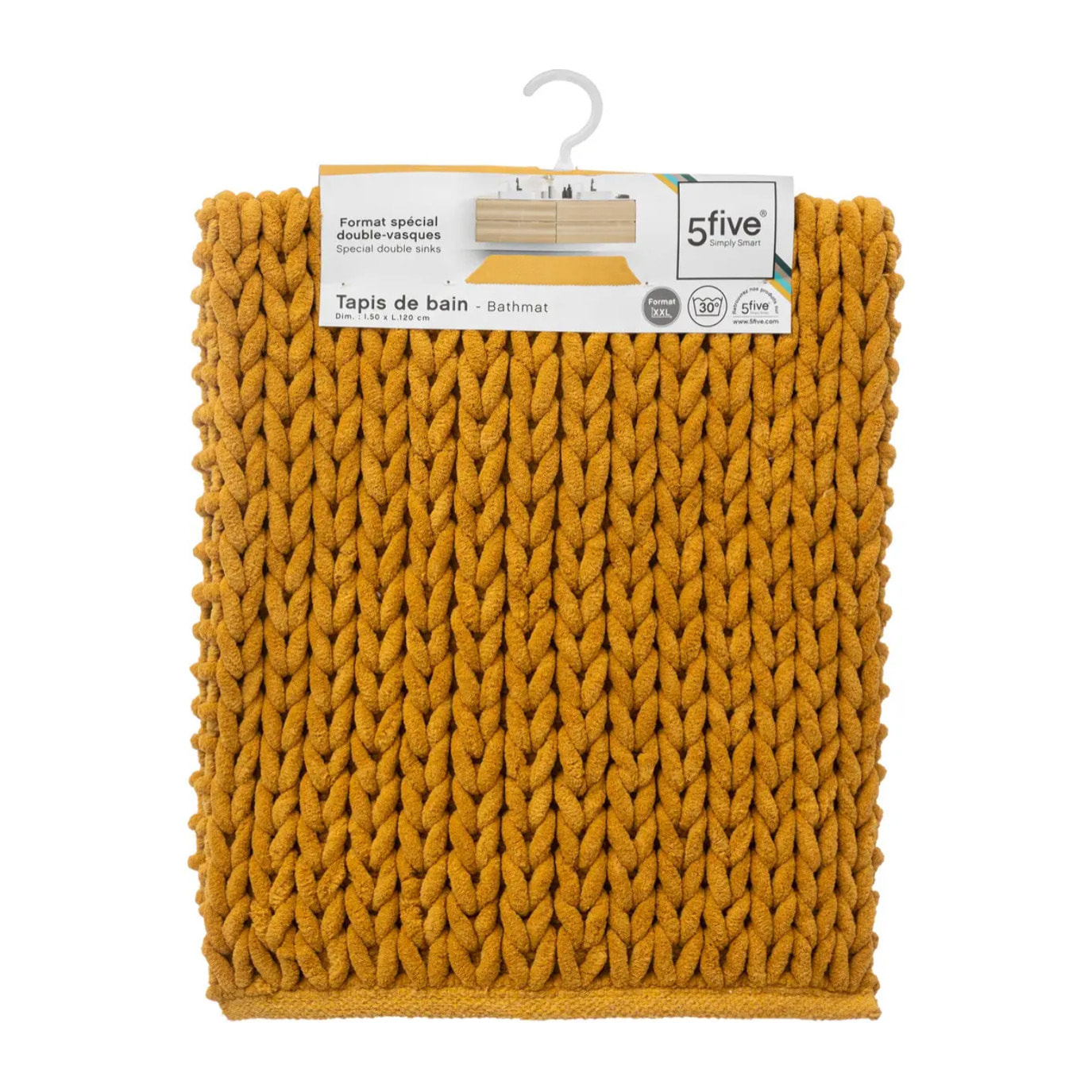 Tapis de bain 50x120 cm Jaune moutarde Colorama