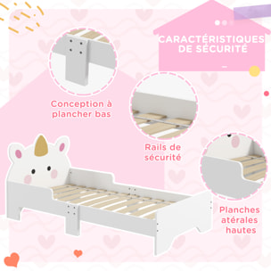 Lit enfant design licorne - sommier à lattes inclus - rose