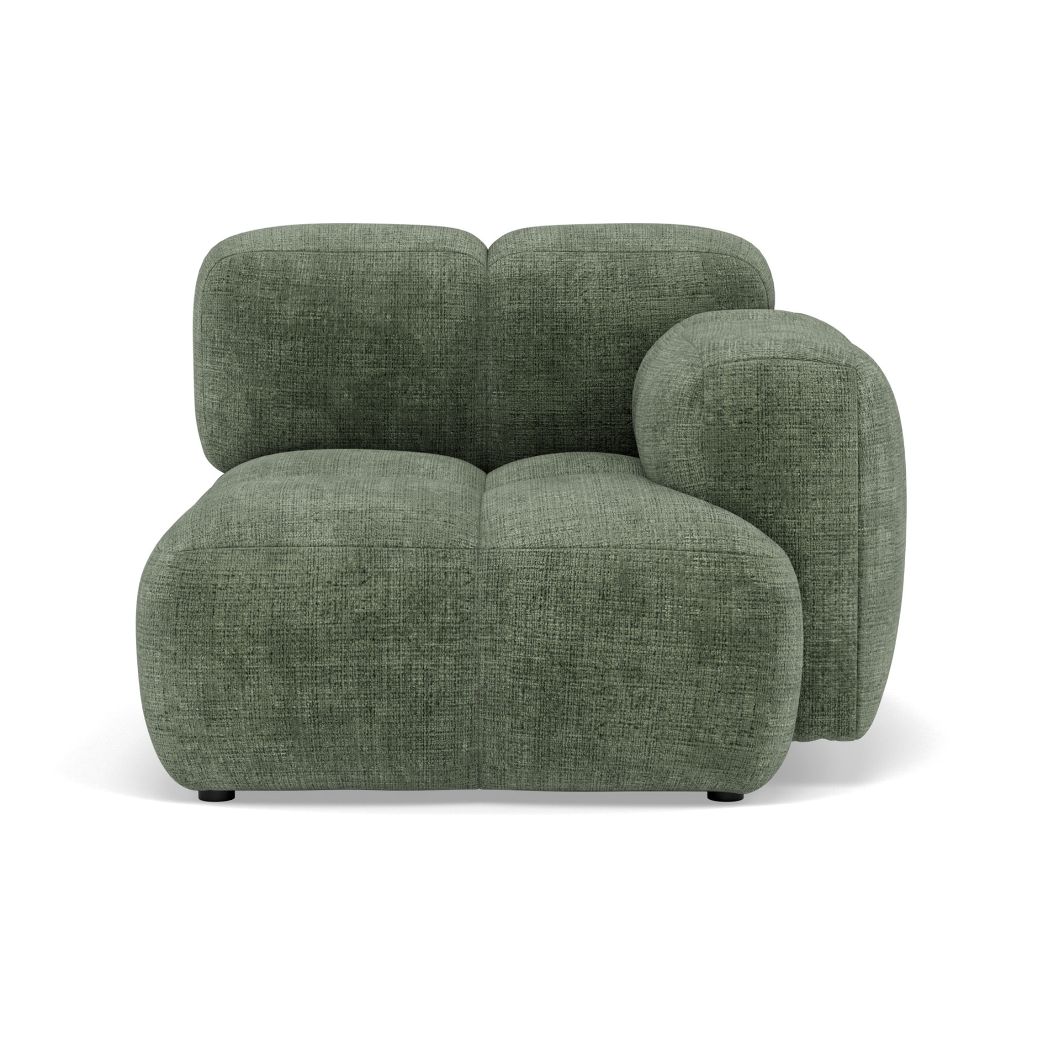 Grace - module d'assise droit en velours texturé - Vert sauge