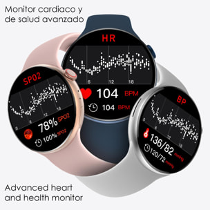 Smartwatch Watch8Pro con modo multideportivo, termómetro, O2 en sangre, tensión, ECG.