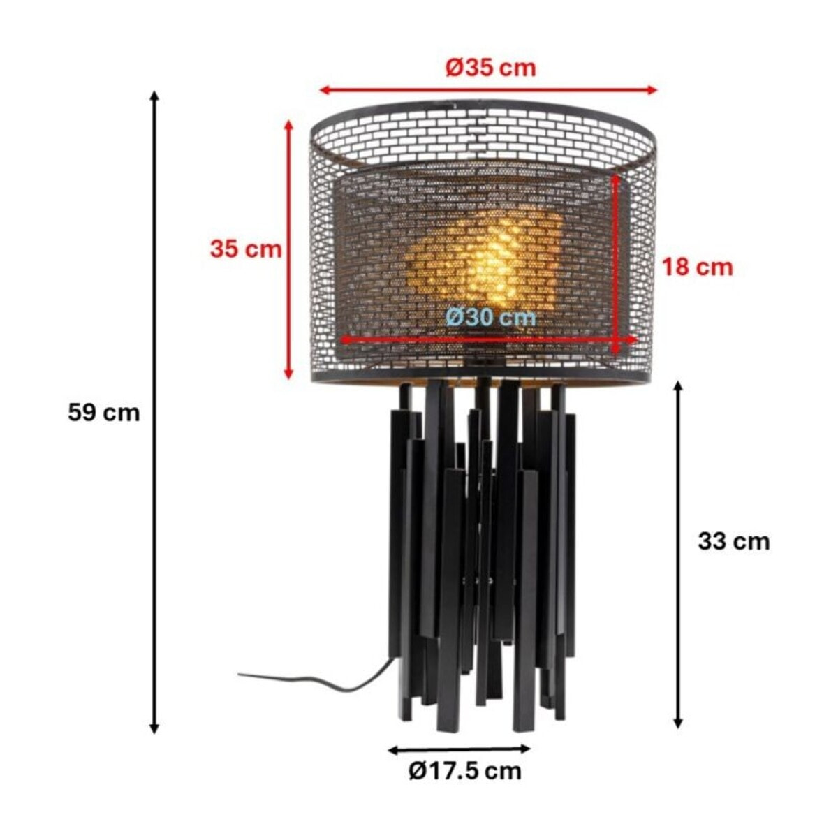 Lampe Coachella 59cm noire Kare Design
