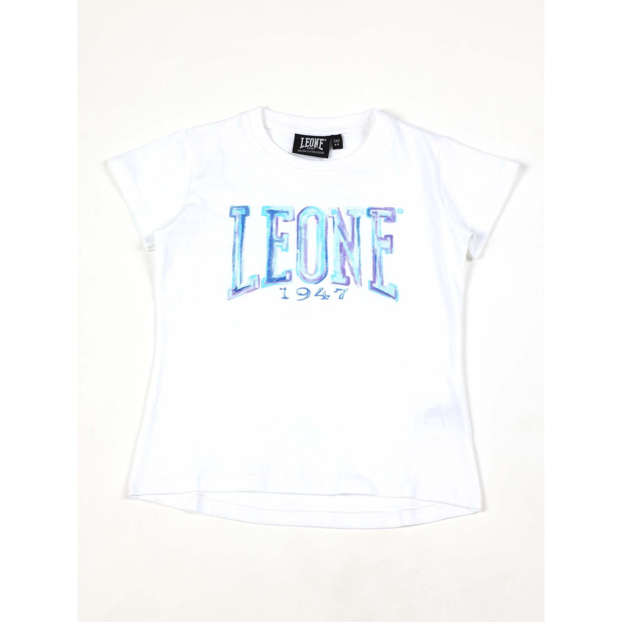 T-shirt a maniche corte da bambina in cotone Leone Blue