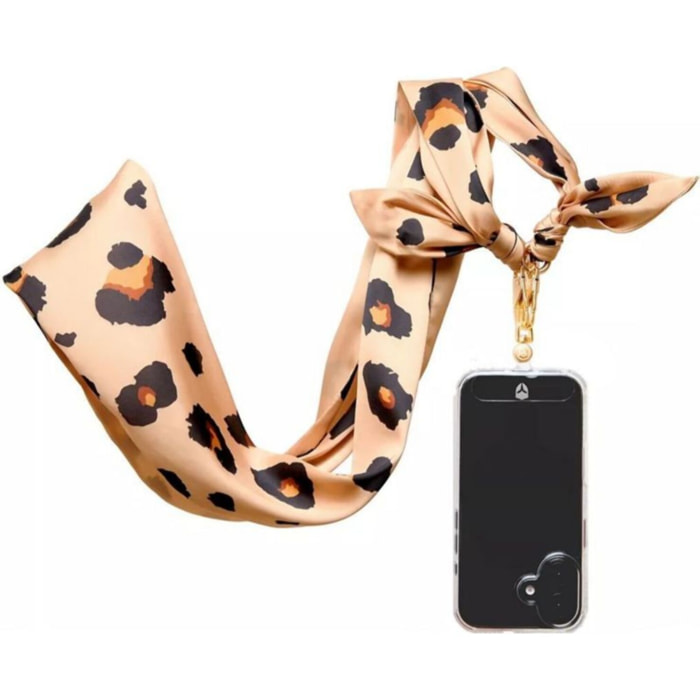 Cordon téléphone FORCE CASE Bandoulière foulard Léopard beige