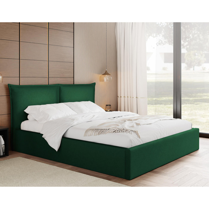 John - lit coffre - 180x200 cm - en velours - sommier inclus - Vert