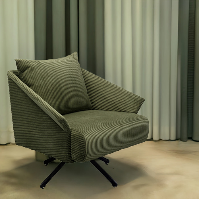 Fauteuil pivotant Milo velours vert Kare Design