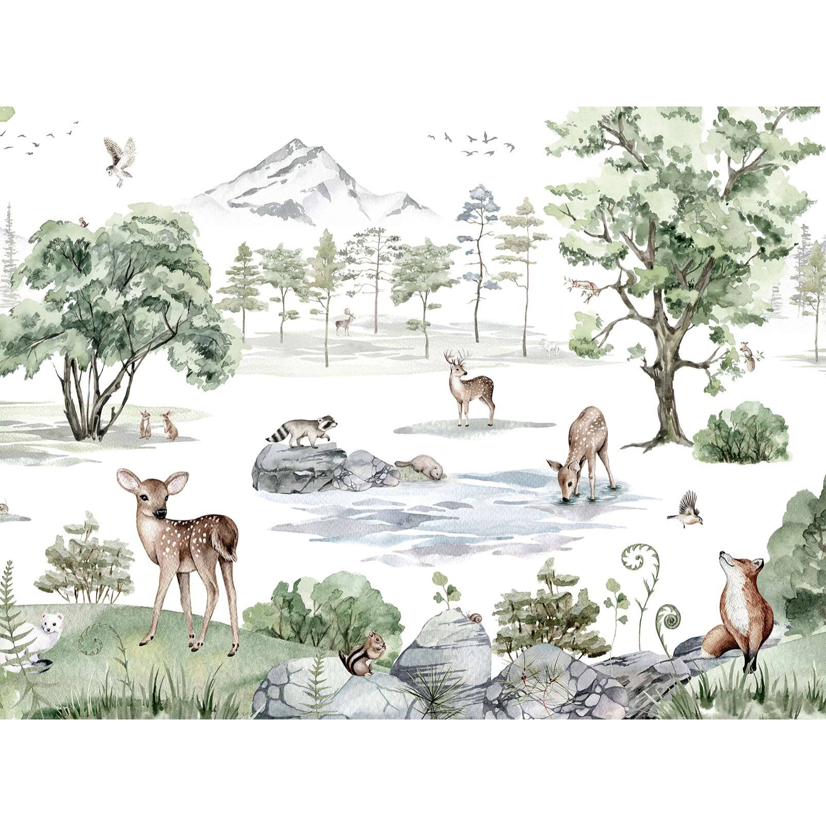 Papier peint forêt des neiges Intissé
