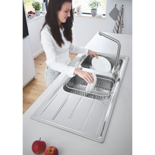 K500 Evier à encastrer 2 bacs en acier inoxydable 116cm x 50cm